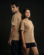 Beige Plain Half Sleeve Tshirt