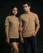 Beige Plain Half Sleeve Tshirt