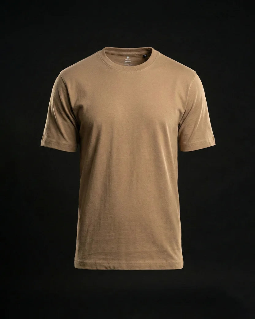Beige Plain Half Sleeve Tshirt