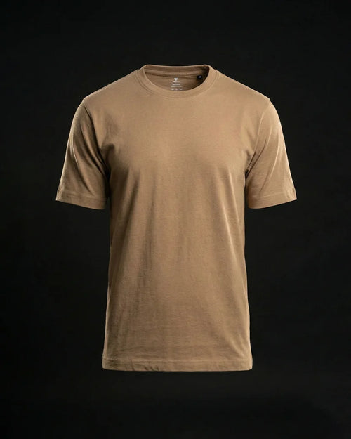 Beige Plain Half Sleeve Tshirt