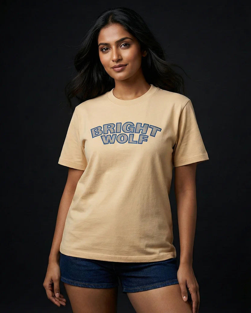 Beige Embroidery Capital Tshirt