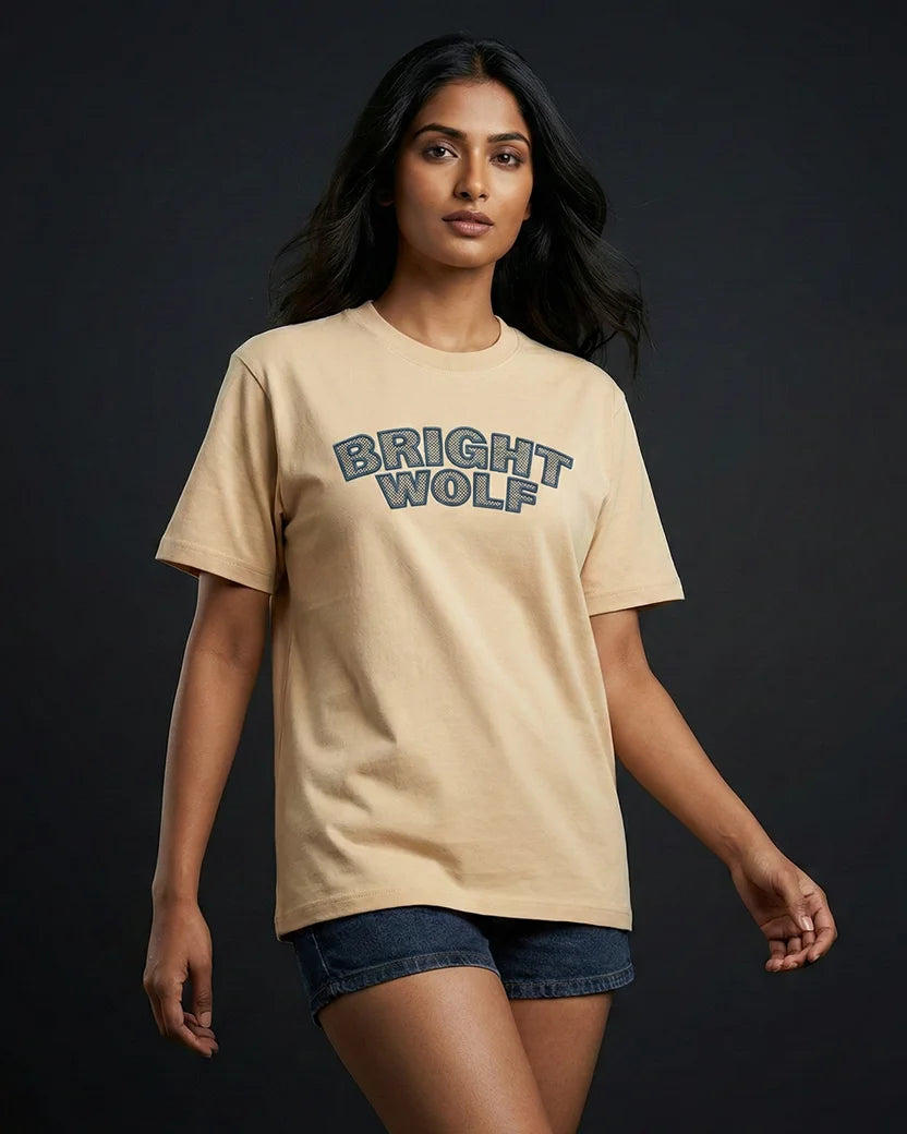 Beige Embroidery Capital Tshirt