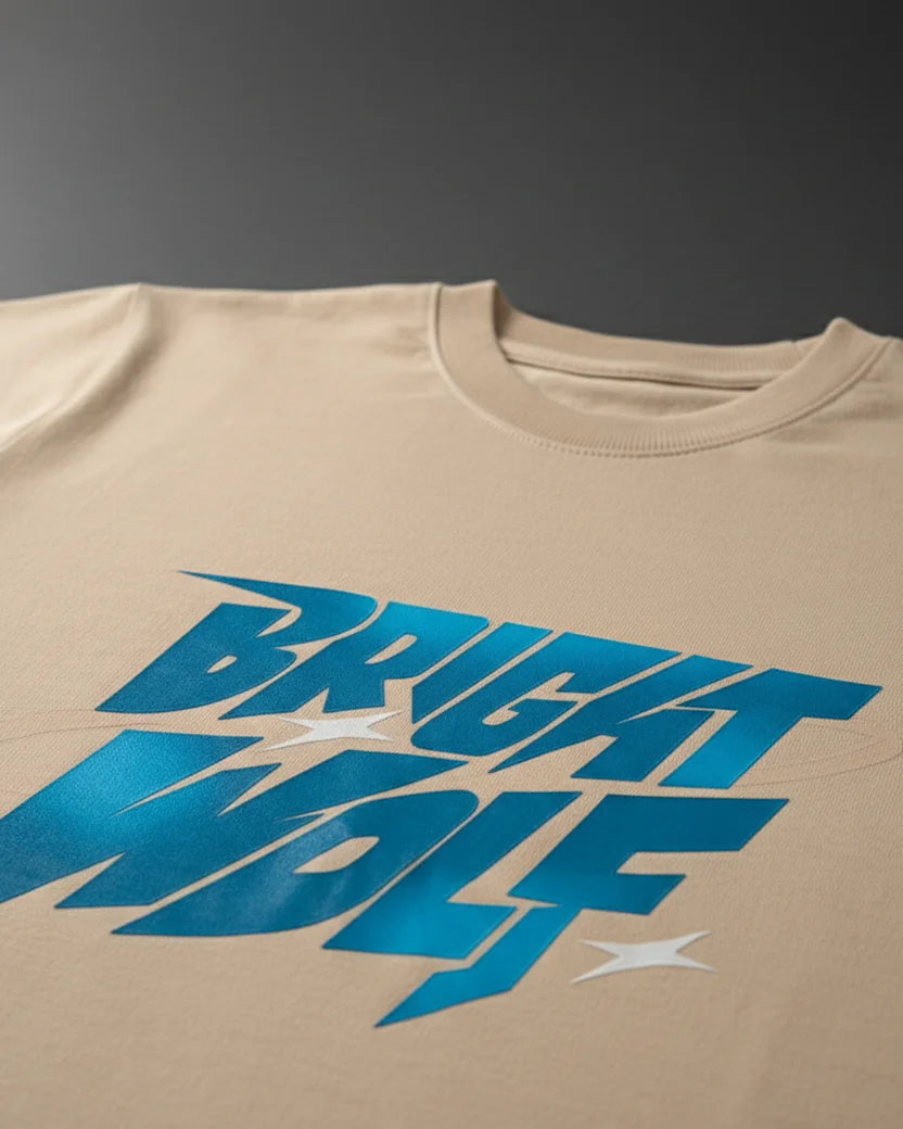 Beige DTF type Blue Tshirt