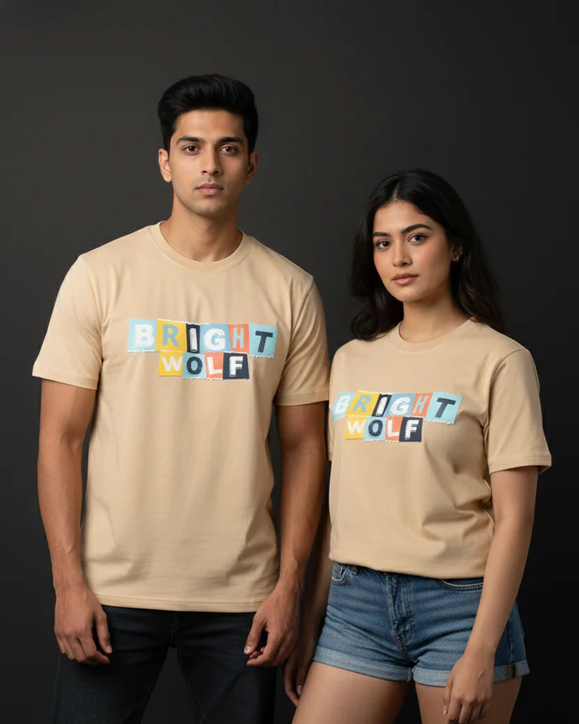 Beige DTF type Mix Color Tshirt