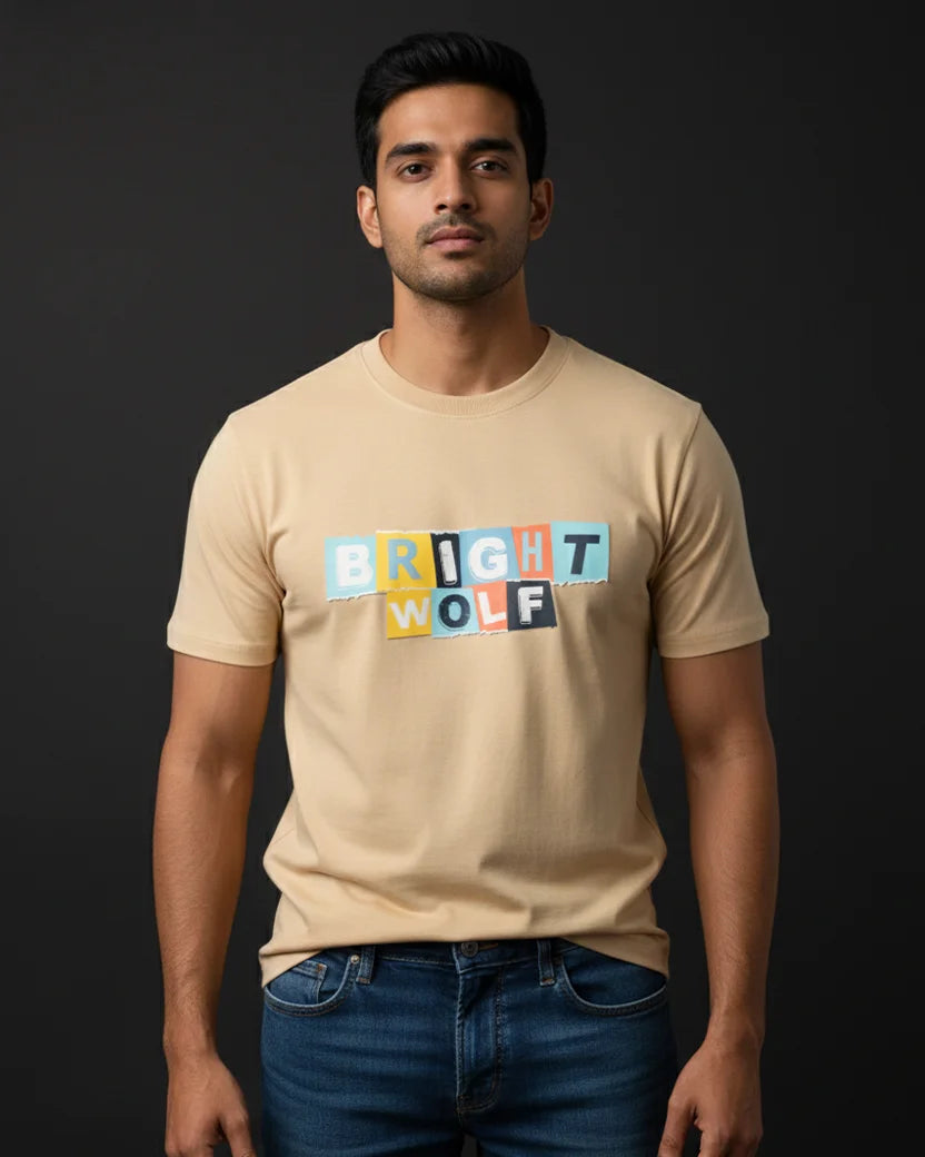 Beige DTF type Mix Color Tshirt