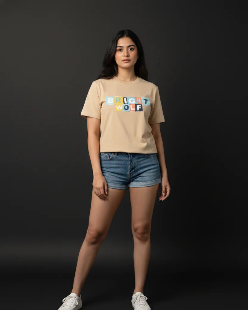Beige DTF type Mix Color Tshirt