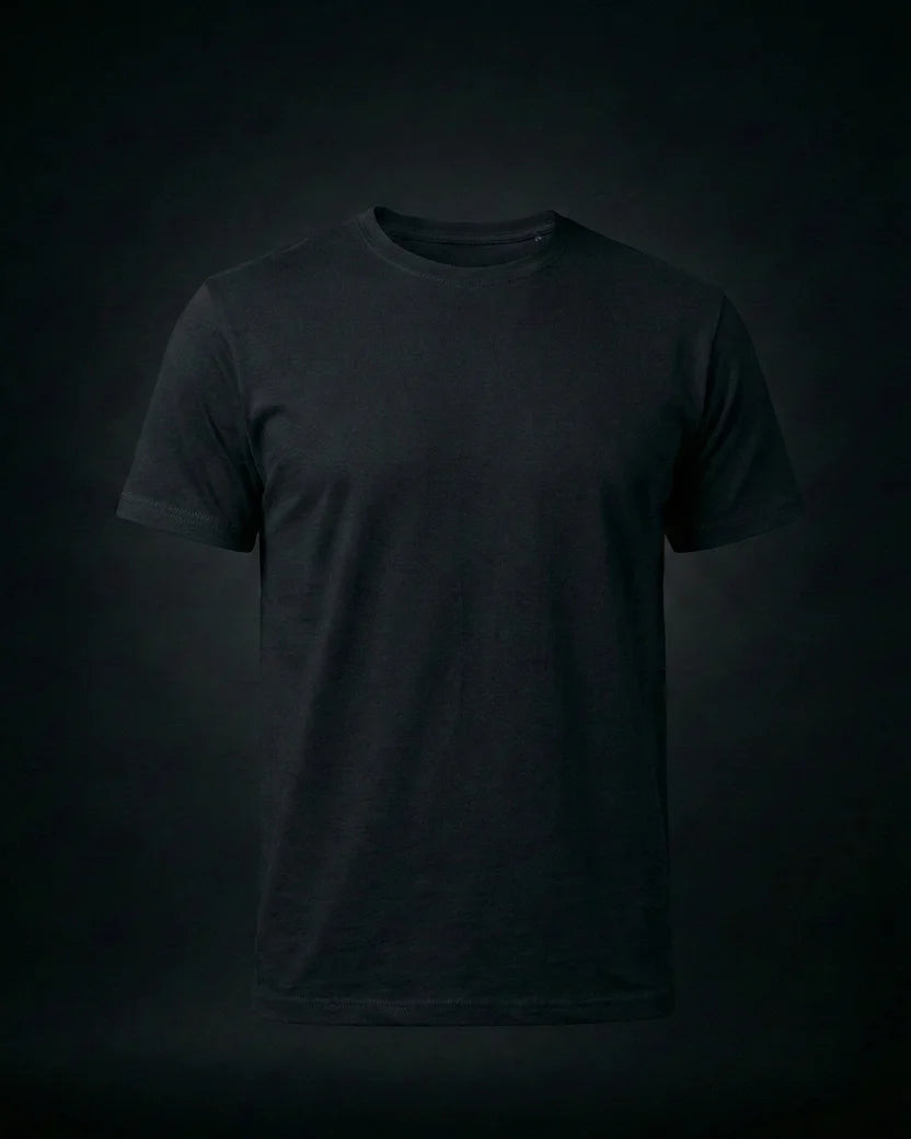 Black Plain Half Sleeve Tshirt