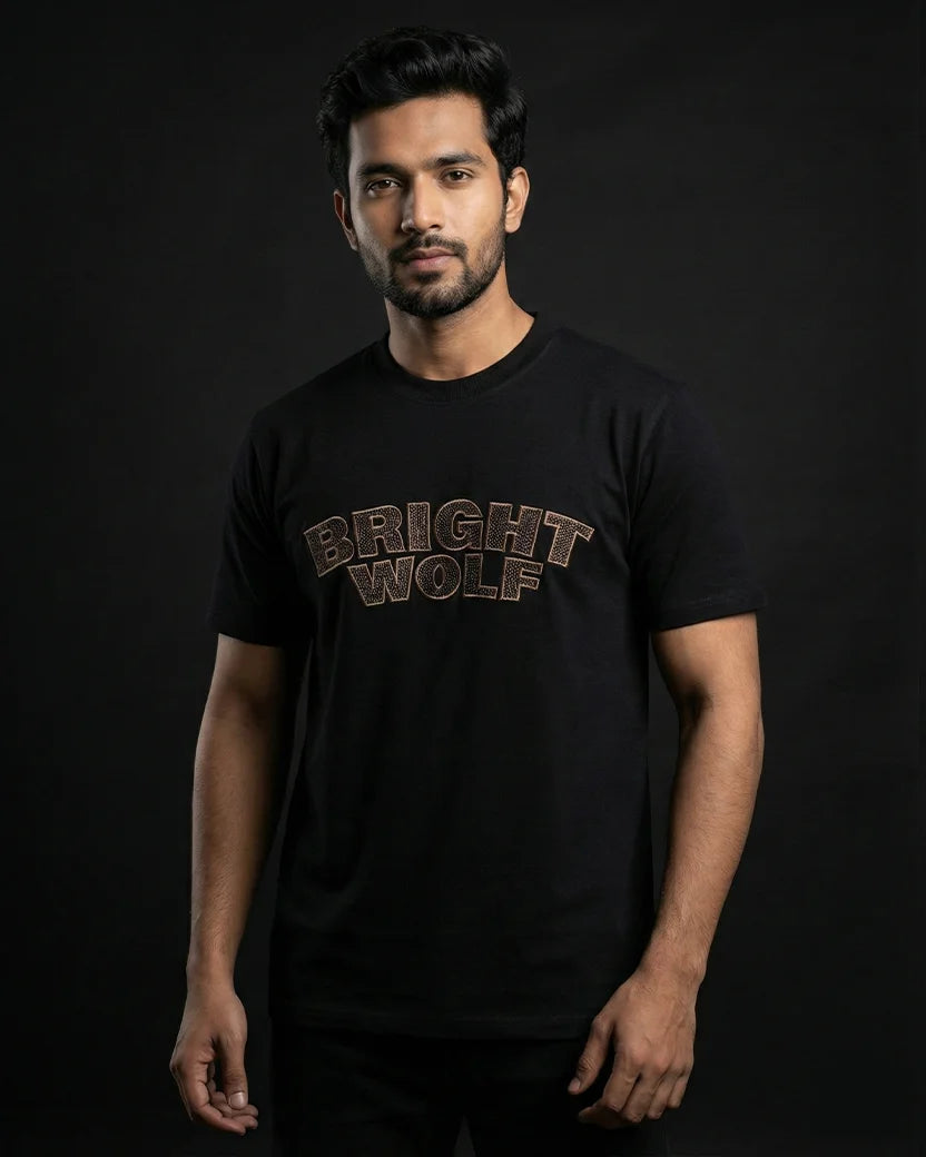 Black Embroidery Capital Tshirt