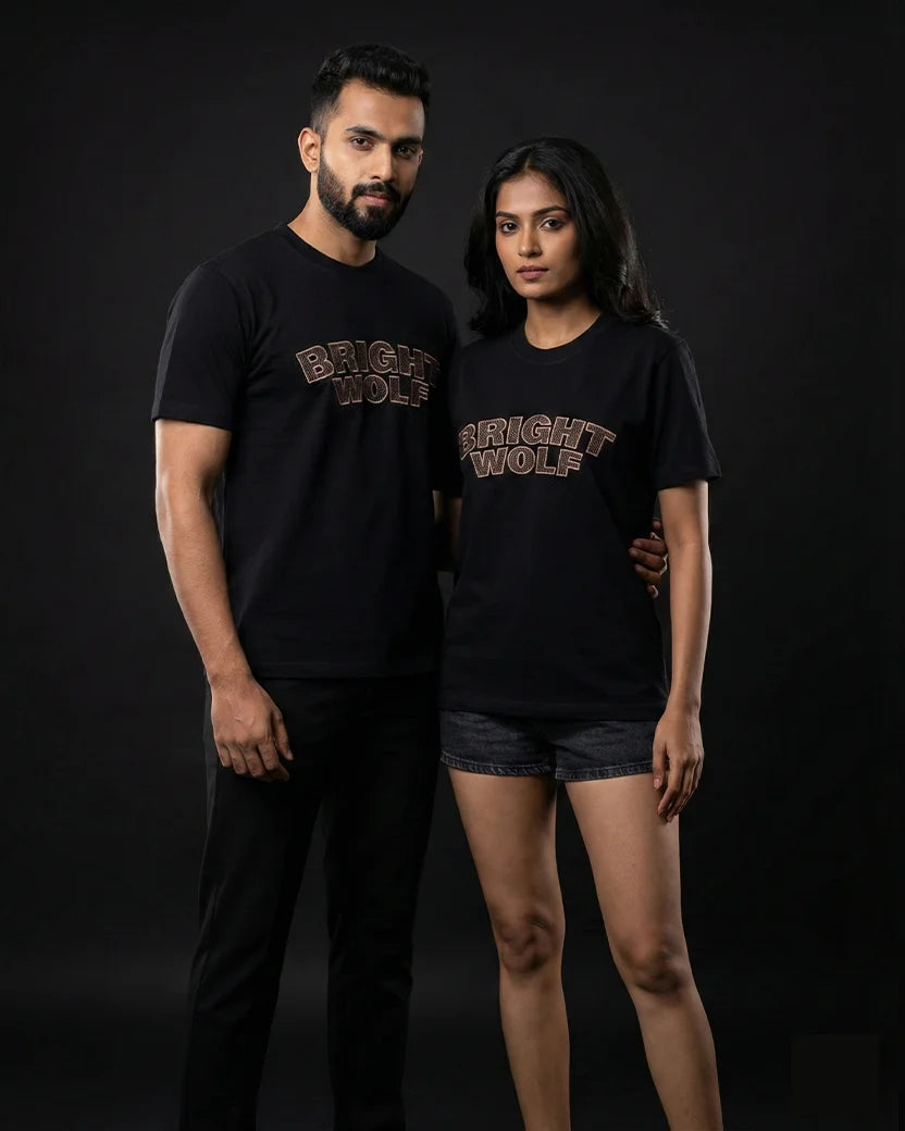 Black Embroidery Capital Tshirt