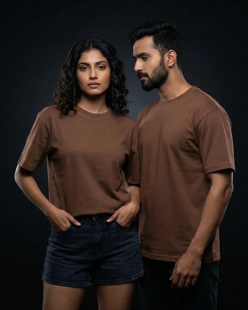 Brown Plain Half Sleeve Tshirt
