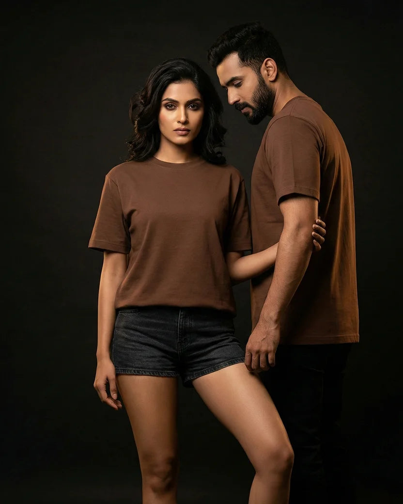 Brown Plain Half Sleeve Tshirt