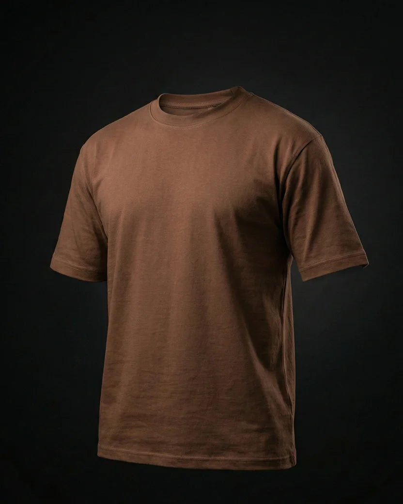 Brown Plain Half Sleeve Tshirt