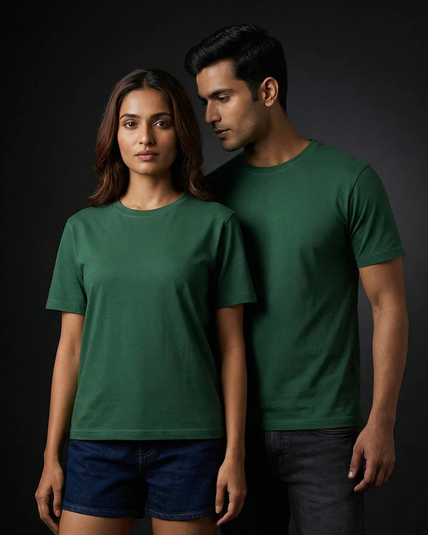 Green Plain Half Sleeve Tshirt