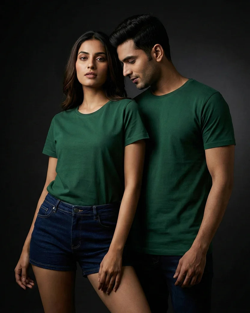Green Plain Half Sleeve Tshirt