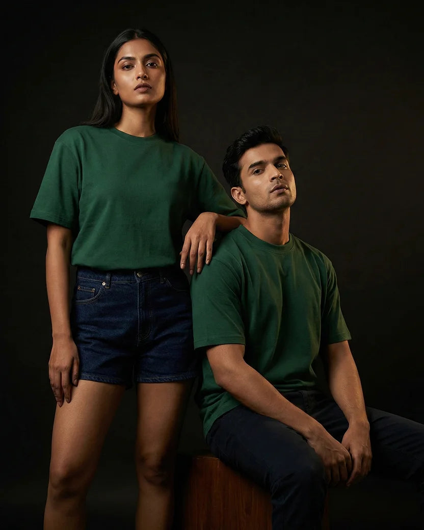 Green Plain Half Sleeve Tshirt