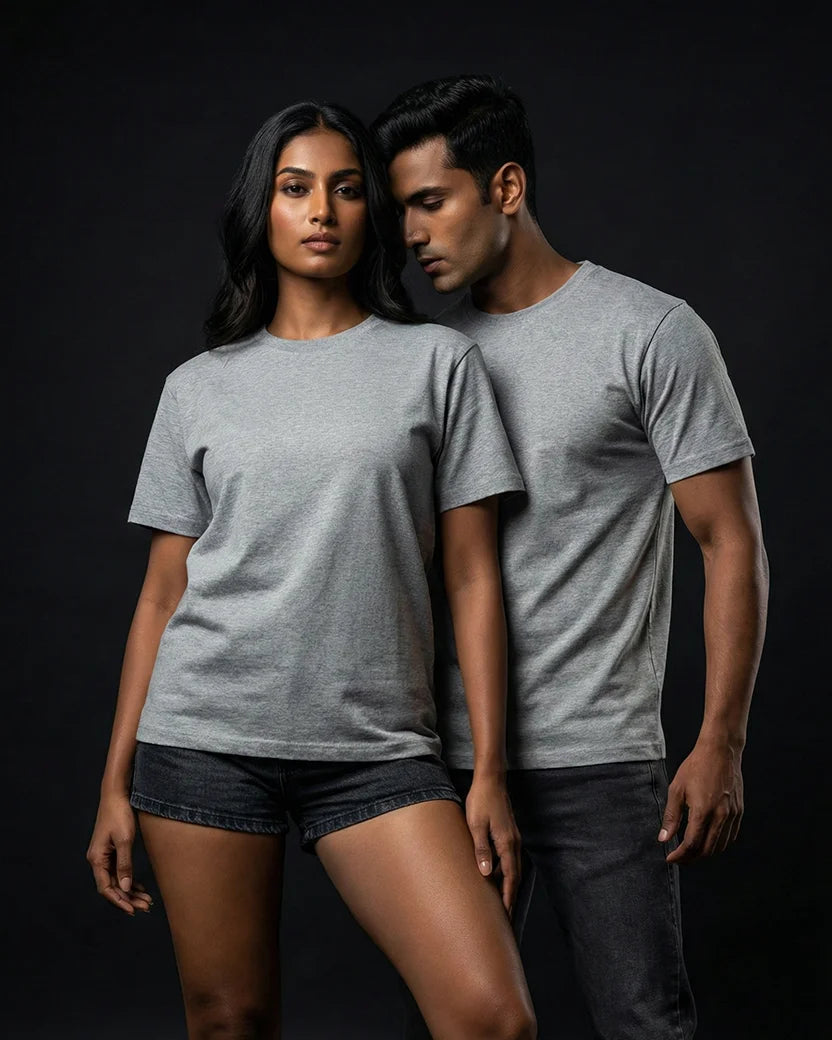 Grey Plain Half Sleeve Tshirt