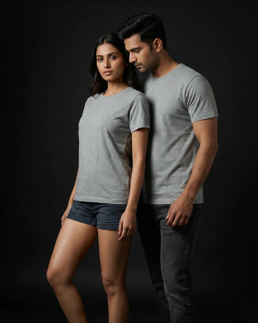 Grey Plain Half Sleeve Tshirt