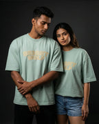 Sea Green Capital Embroidery Oversized  Tshirt