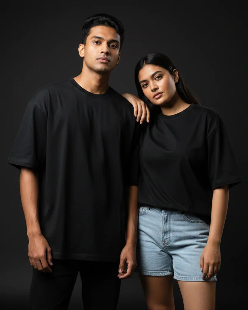 Black Plain Oversized Tshirt