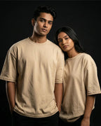 Beige Plain Oversized Tshirt