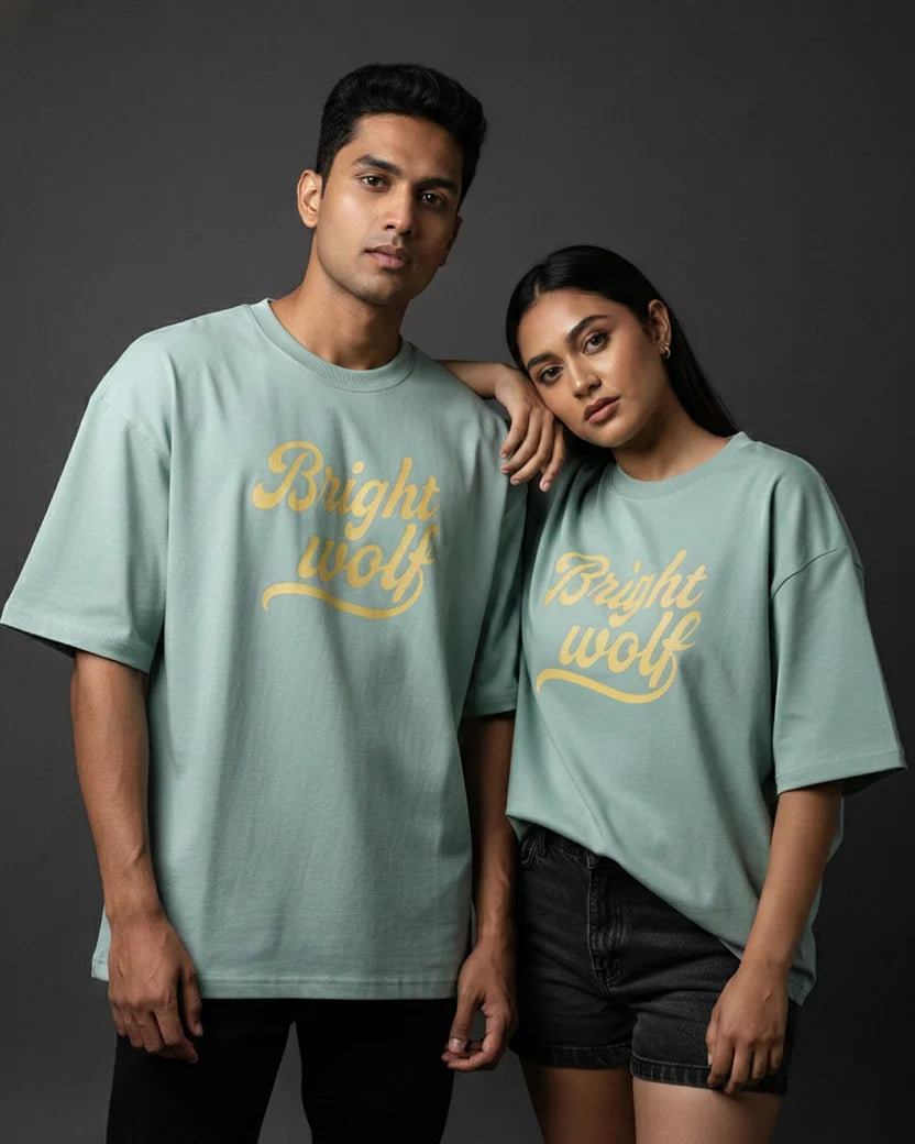 Sea Green small Embroidery Oversized  Tshirt