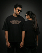 Black Capital Embroidery Oversized  Tshirt