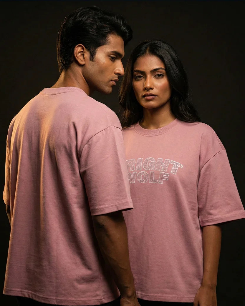 Pink Capital Embroidery Oversized  Tshirt