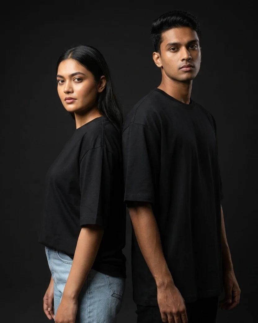 Black Plain Oversized Tshirt