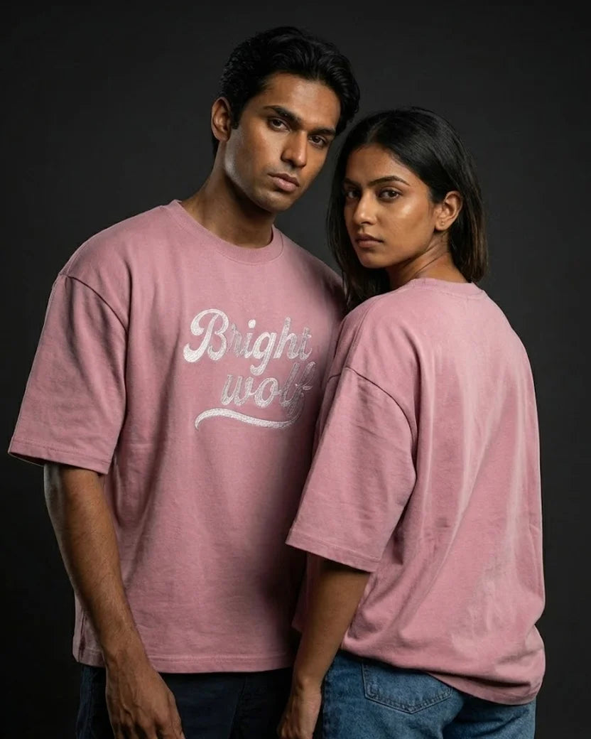 Pink Small Embroidery Oversized  Tshirt