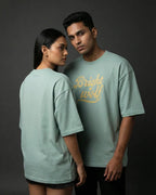 Sea Green small Embroidery Oversized  Tshirt