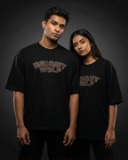 Black Capital Embroidery Oversized  Tshirt