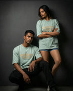 Sea Green Capital Embroidery Oversized  Tshirt