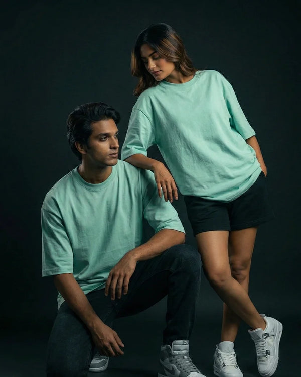 Sea Green Plain Oversized  Tshirt