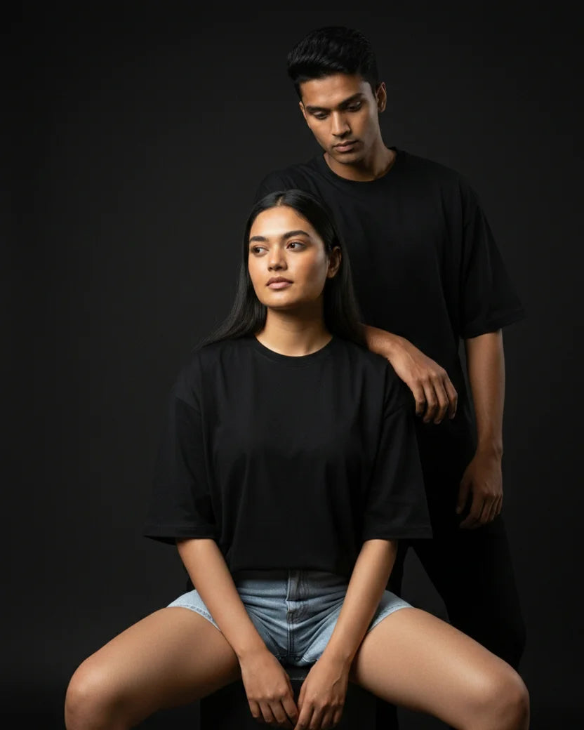 Black Plain Oversized Tshirt