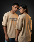Beige Capital Embroidery Oversized  Tshirt