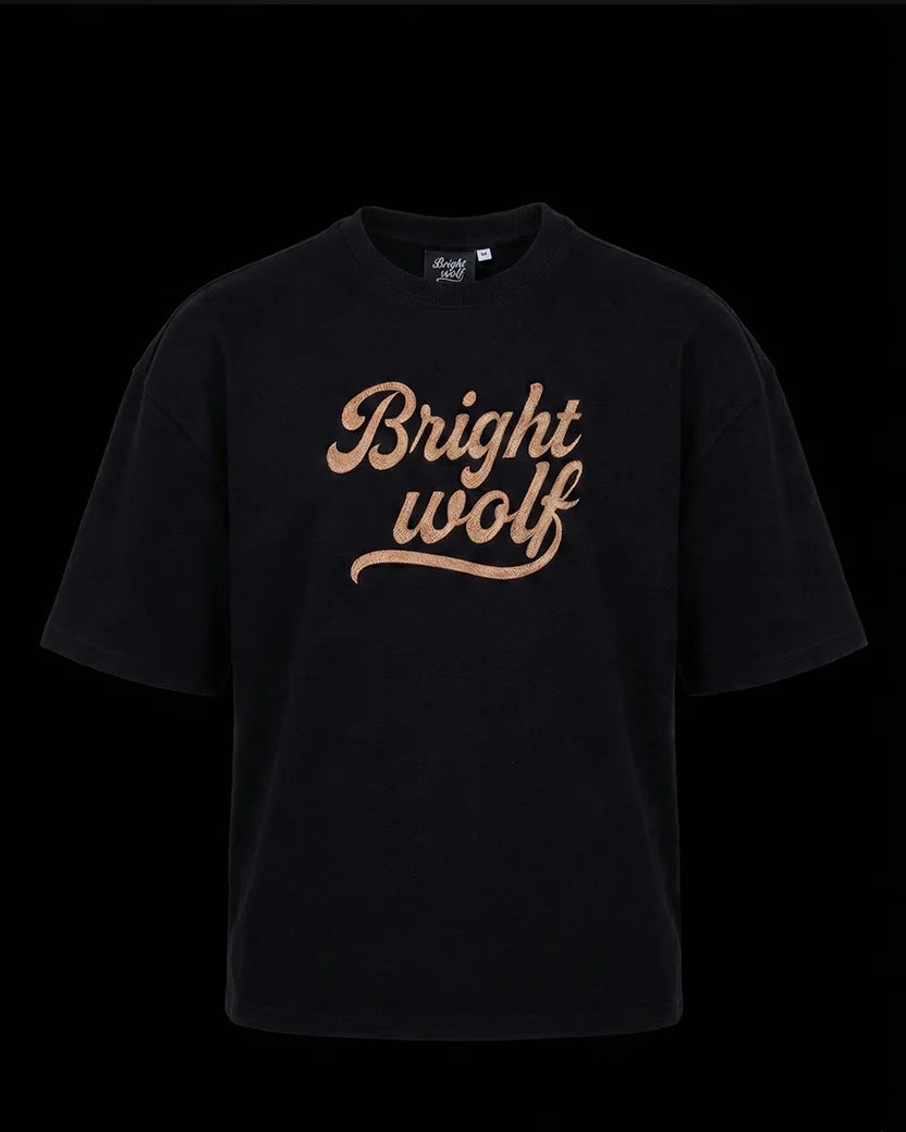 Black Small Embroidery Oversized  Tshirt