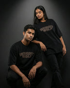Black Capital Embroidery Oversized  Tshirt