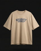 Beige Capital Embroidery Oversized  Tshirt