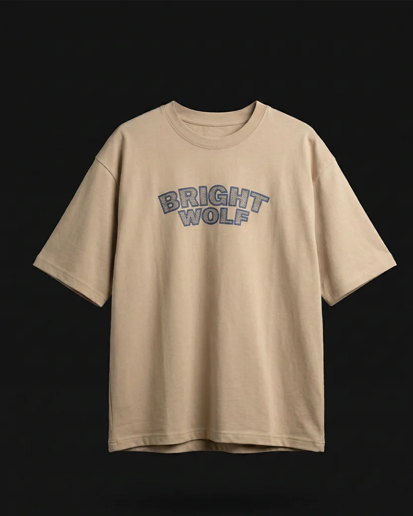 Beige Capital Embroidery Oversized  Tshirt