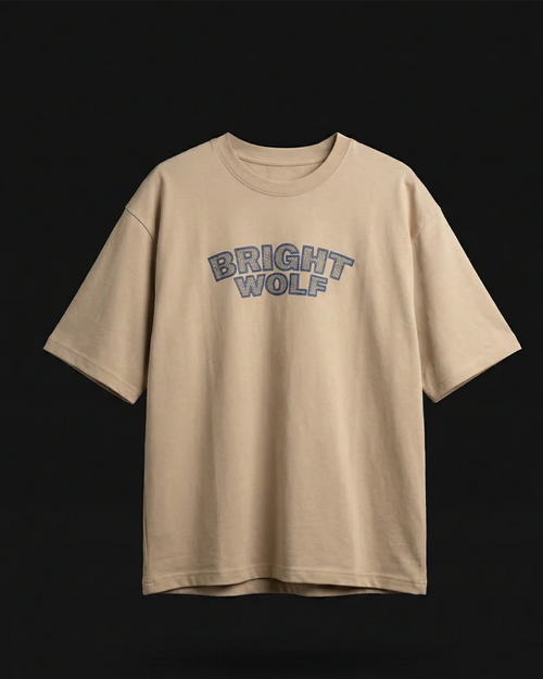 Beige Capital Embroidery Oversized  Tshirt