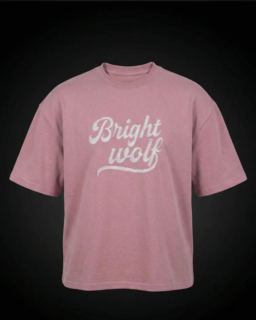 Pink Small Embroidery Oversized  Tshirt
