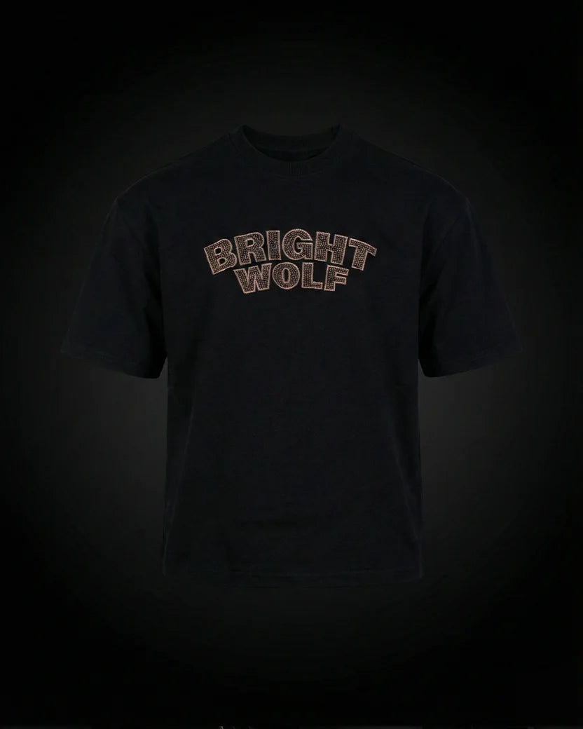 Black Capital Embroidery Oversized  Tshirt