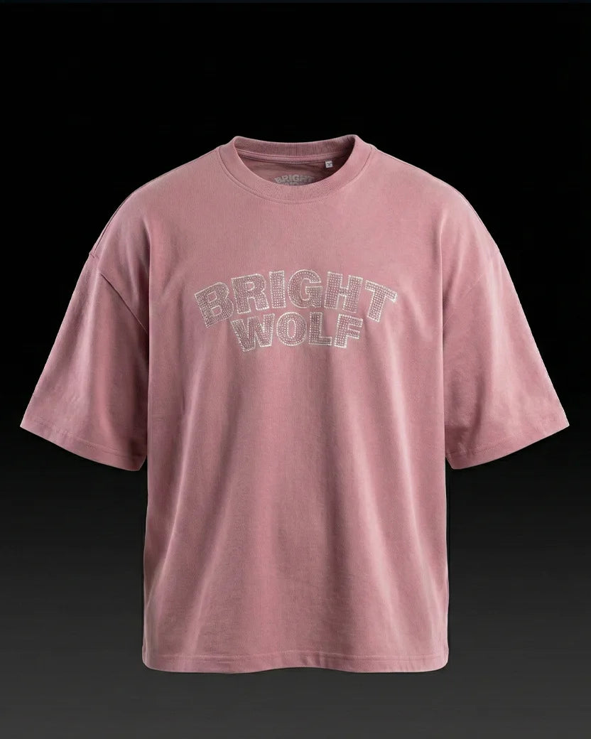 Pink Capital Embroidery Oversized  Tshirt