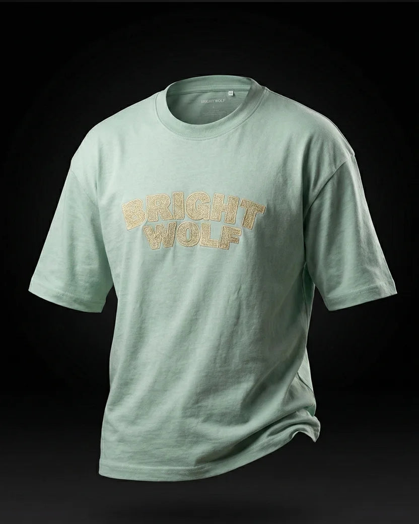 Sea Green Capital Embroidery Oversized  Tshirt