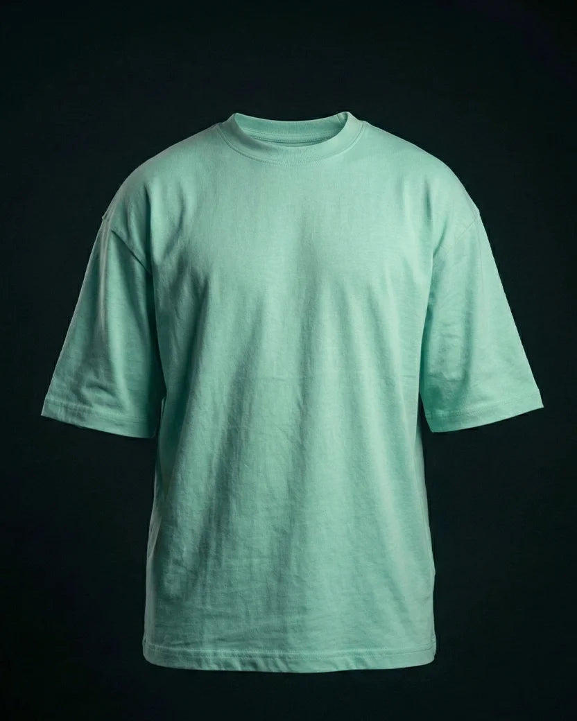 Sea Green Plain Oversized  Tshirt