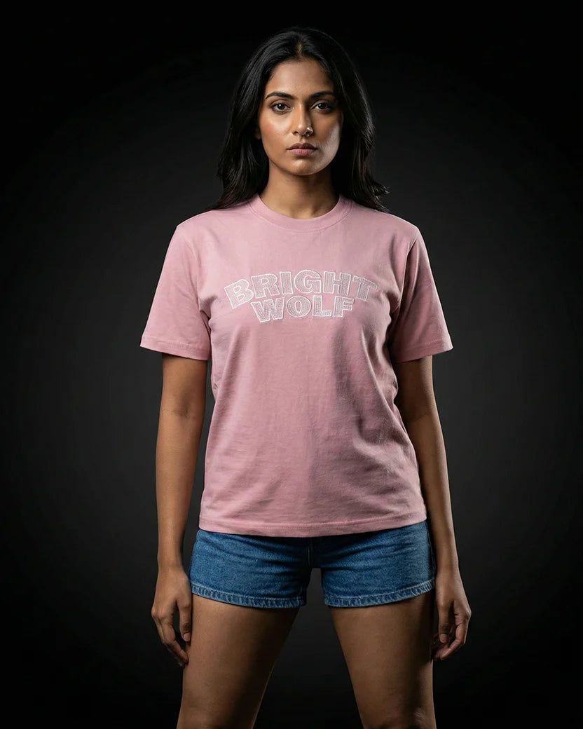 Pink Embroidery Capital Tshirt