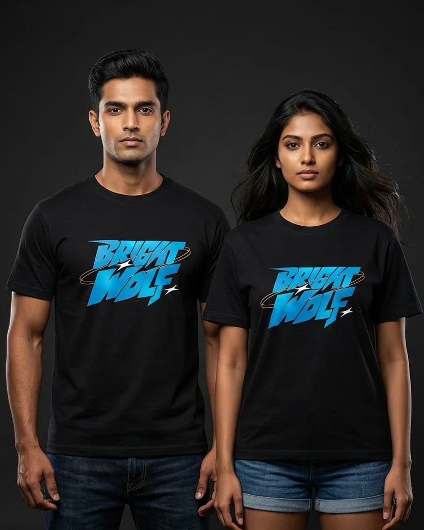 Black DTF type Blue Tshirt