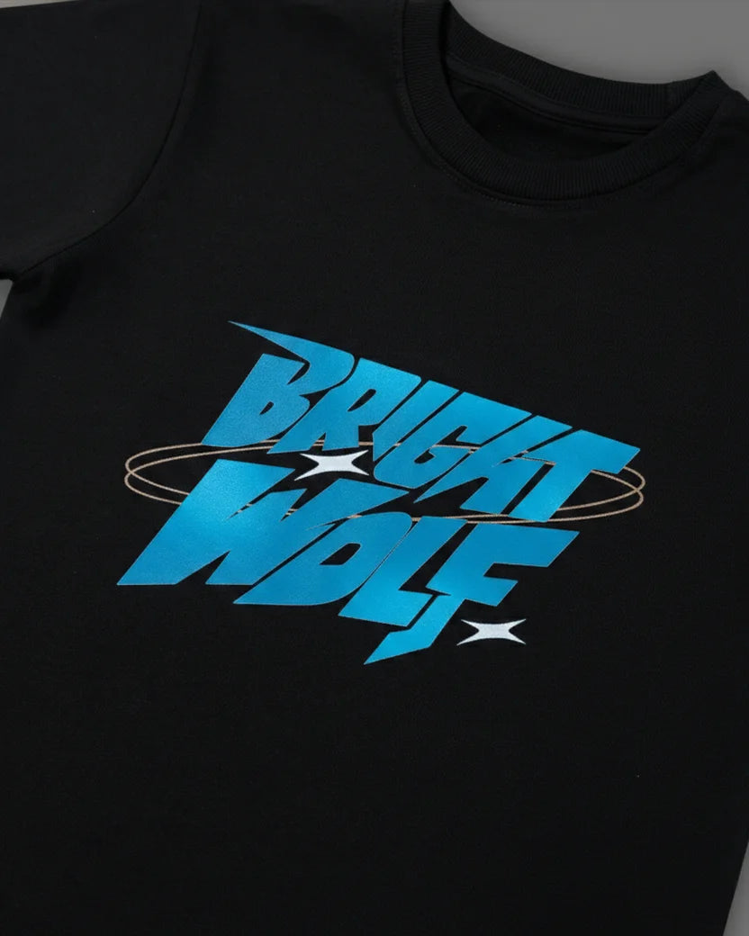 Black DTF type Blue Tshirt