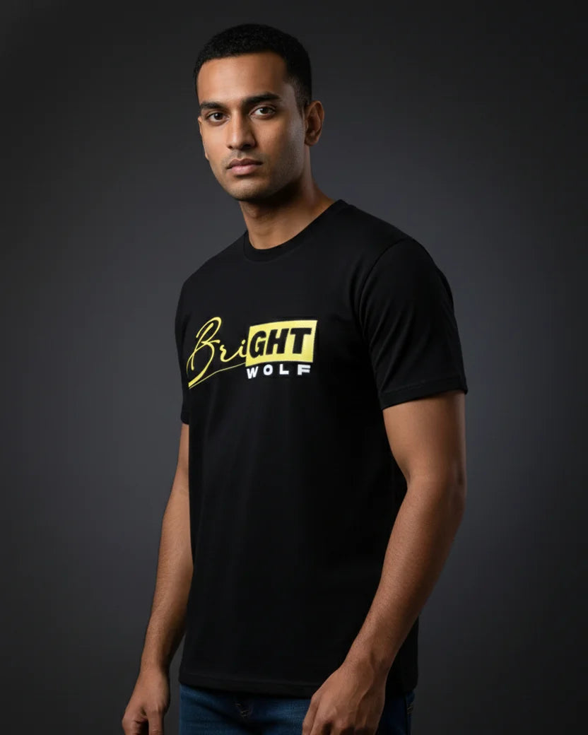 Black DTF type Yellow Tshirt