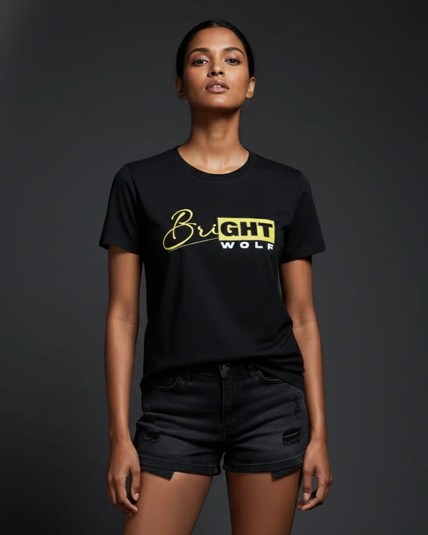 Black DTF type Yellow Tshirt